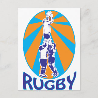 rugbyspelers die met een kogelvrije lijn springen briefkaart