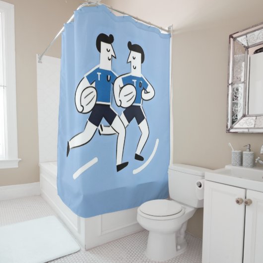 Rugbyspelers douchegordijn (In situ)
