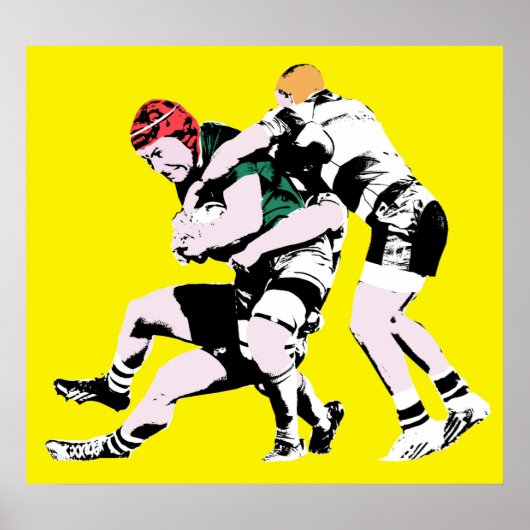 Rugbyspelers - Rugby Schilderkunst Afdruk Poster (Voorkant)