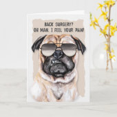 Rugchirurgie Funny Pug Dog krijgt een goede Kaart (Gele Bloem)