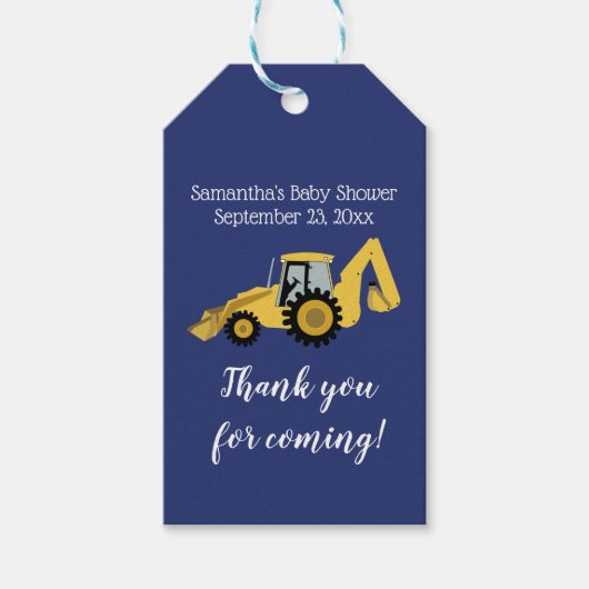 Rugconstructie Baby Shower Cadeautag Cadeaulabel (Voorkant)
