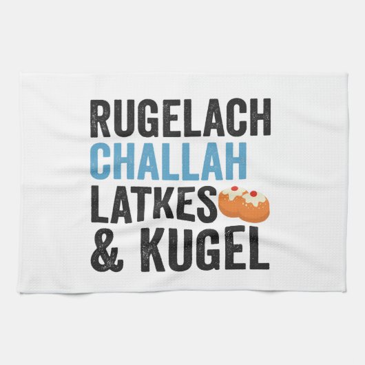 Rugelach Challah Latke & Kugel Funny Hanukkah Food Theedoek (Horizontaal)