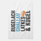 Rugelach Challah Latke & Kugel Funny Hanukkah Food Theedoek (Verticaal)