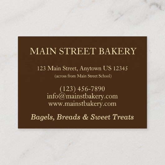 Rugelach Joodse Poolse crescent Roll Pastry Bakery Visitekaartje (Achterkant)