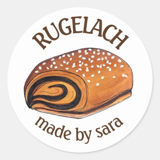 Rugelach Pastry Bakery Homemade van Blek Ronde Sticker (Voorkant)