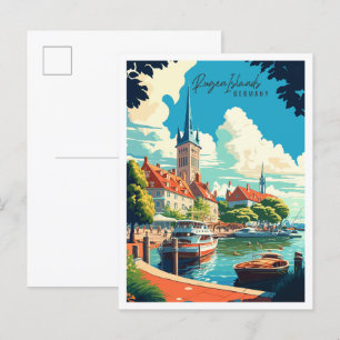 Rugen Islands Duitsland vintage reisillustratie Briefkaart