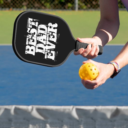 Rugged Black Best Pap Ever Typography Pickleball Paddle (Insitu)