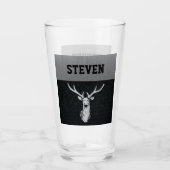 Rugged Deer Hunting Buck Naam Zilver Zwart Glas (Voorkant)