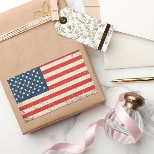 Rugged Distressed Flag Patriotic Rectangle Vinyl D Rechthoekige Sticker (Geschenken)
