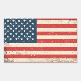 Rugged Distressed Flag Patriotic Rectangle Vinyl D Rechthoekige Sticker