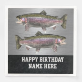 Rugged Fly Fishing Rainbow Trout Birthday Servet (Voorkant)
