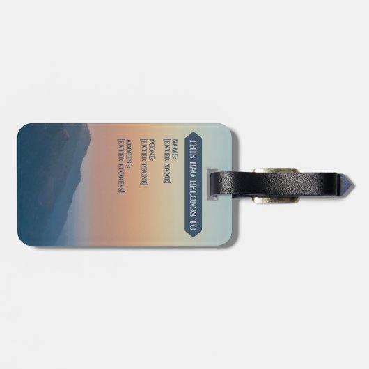 Rugged Hiking Blue Gray Topography Wilderness Bagagelabel (Achterkant horizontaal)