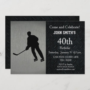 Rugged Hockey Birthday Celebration Invitations Kaart