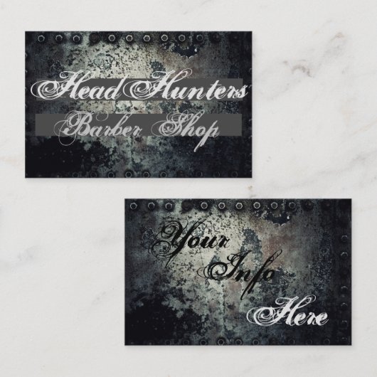 Rugged Oxidized Metal Barber Shop Visitekaartje (Voorkant / Achterkant)