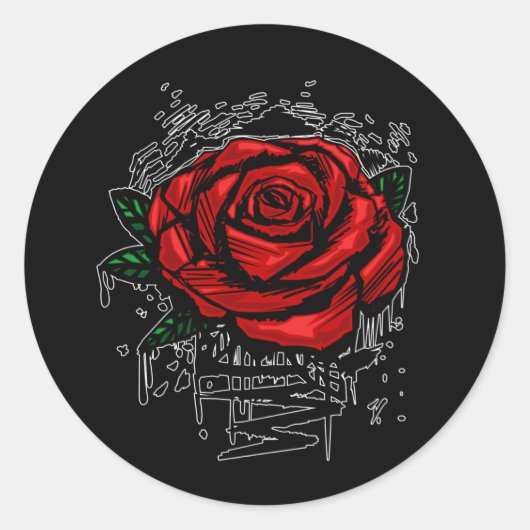 Rugged Rose  Ronde Sticker (Voorkant)