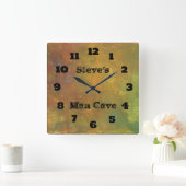 Rugged Rustic Earthy Tones Abstract Man Cave Vierkante Klok (Huis)