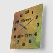 Rugged Rustic Earthy Tones Abstract Man Cave Vierkante Klok (Hoek)