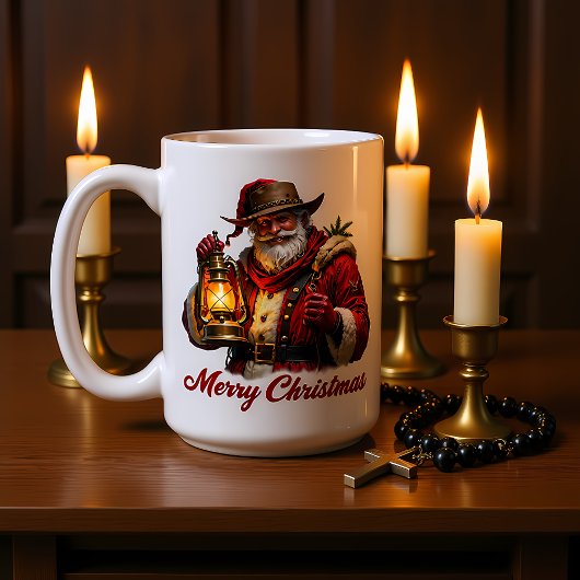 Rugged Santa's Christmas Lantern Koffiemok