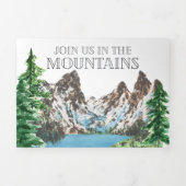 Rugged Snowy Mountain | Illustratief huwelijk Drieluik Uitnodiging (Cover)