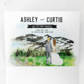 Rugged Snowy Mountain | Illustratief huwelijk Drieluik Uitnodiging (Binnenzijde eerst)