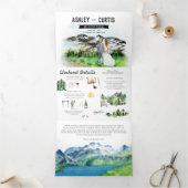 Rugged Snowy Mountain | Illustratief huwelijk Drieluik Uitnodiging (Binnen)