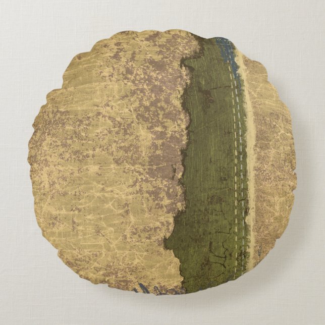 Rugged Tan and Forest Green Round Sierkussen Rond Kussen (Voorkant)