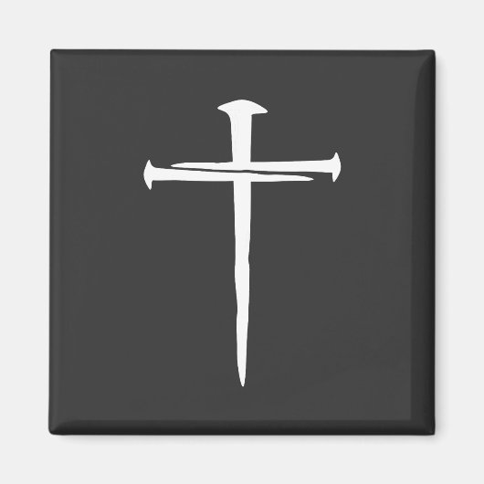 Rugged Three Nails White Cross Christelijk Magneet (Voorkant)