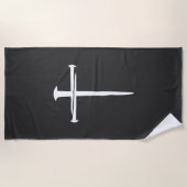 Rugged Three Nails White Cross Christelijk Strandlaken (Voorkant)