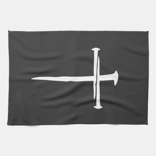 Rugged Three Nails White Cross Christelijk Theedoek (Horizontaal)