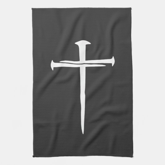 Rugged Three Nails White Cross Christelijk Theedoek (Verticaal)