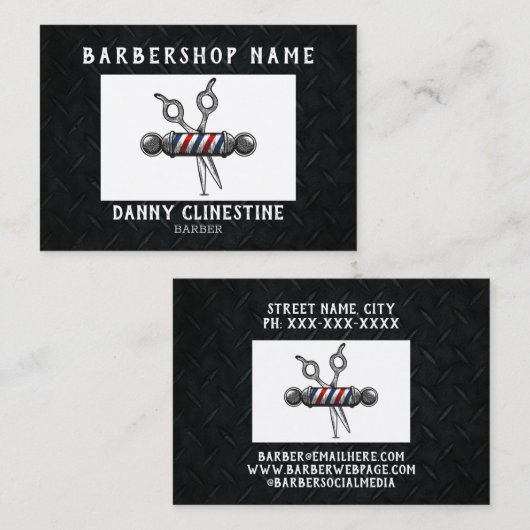 Rugged Trendy Modern Barber Scissors Barbershop Visitekaartje (Voorkant / Achterkant)