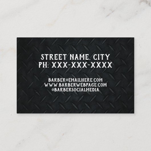 Rugged Trendy Modern Barber Scissors Barbershop Visitekaartje (Achterkant)