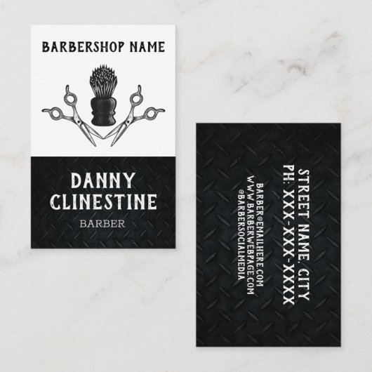 Rugged Trendy Modern Barber Scissors Barbershop Visitekaartje (Voorkant / Achterkant)