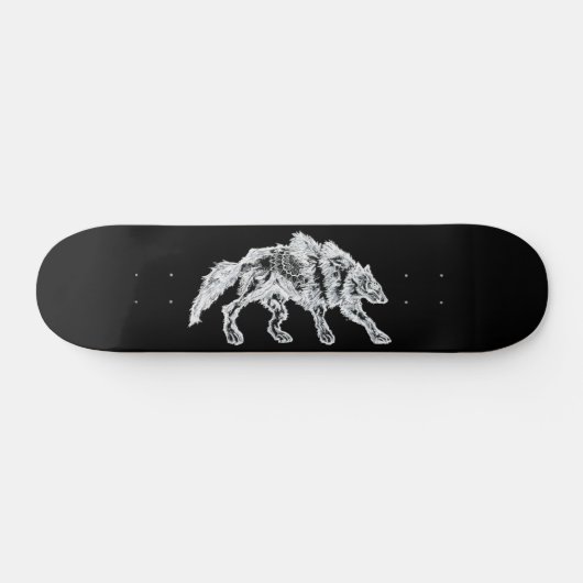 Rugged White Mandala Werewolf Persoonlijk Skateboard (Horizontaal)