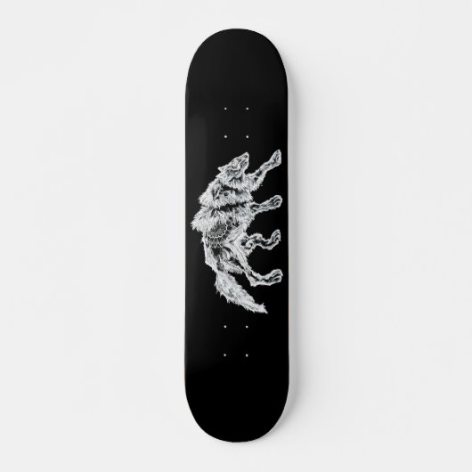 Rugged White Mandala Werewolf Persoonlijk Skateboard (Voorkant)