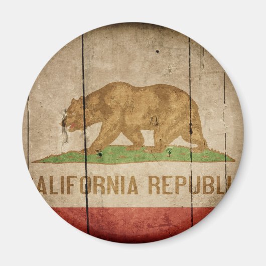 Rugged Wood California Flag Magneet (Voorkant)