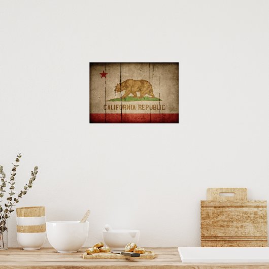 Rugged Wood California Flag Poster (Keuken)