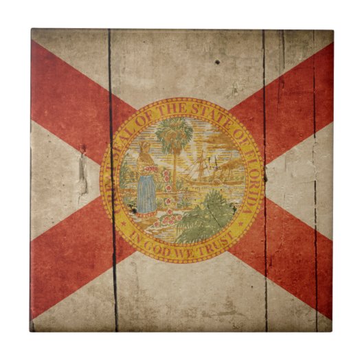 Rugged Wood Florida vlag Tegeltje (Voorkant)