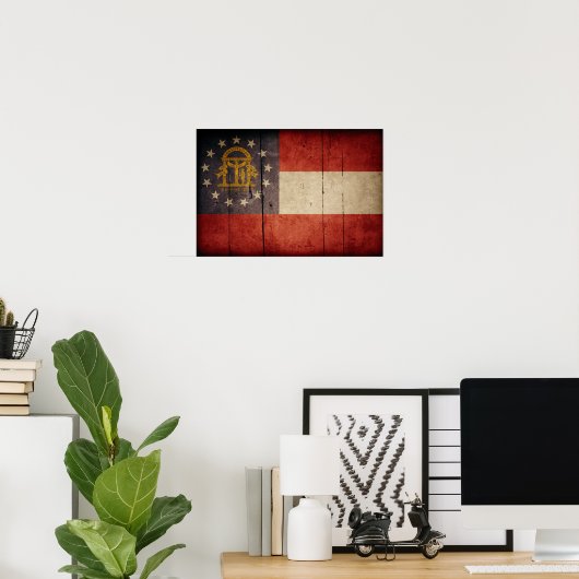 Rugged Wood Georgia Flag Poster (Thuiskantoor)