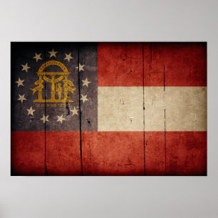 Rugged Wood Georgia Flag Poster