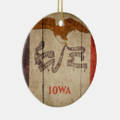 Rugged Wood Iowa Flag Keramisch Ornament (Rechts)