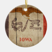 Rugged Wood Iowa Flag Keramisch Ornament (Voorkant)