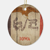 Rugged Wood Iowa Flag Keramisch Ornament (Links)