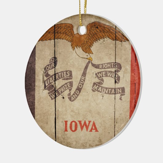 Rugged Wood Iowa Flag Keramisch Ornament (Links)