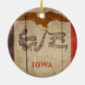 Rugged Wood Iowa Flag Keramisch Ornament (Achterkant)