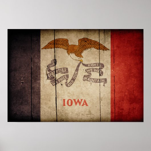 Rugged Wood Iowa Flag Poster (Voorkant)