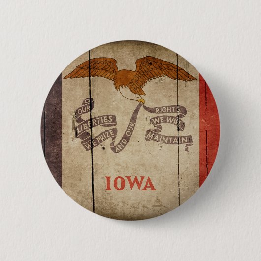 Rugged Wood Iowa Flag Ronde Button 5,7 Cm (Voorkant)