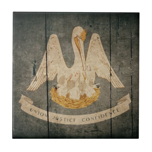 Rugged Wood Louisiana Flag Tegeltje (Voorkant)