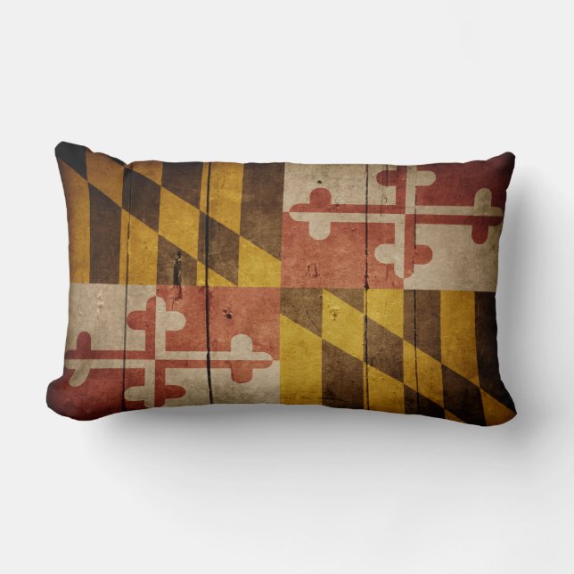Rugged Wood Maryland Flag Kussen (Voorkant)