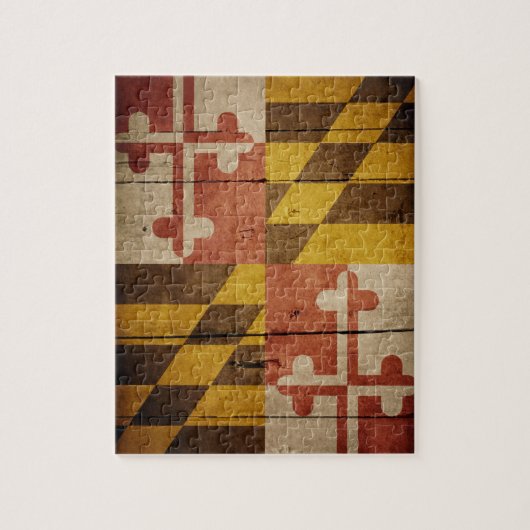 Rugged Wood Maryland Flag Legpuzzel (Verticaal)